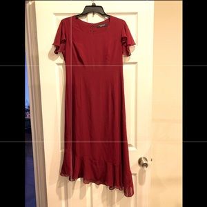 Ruffle sleeves red dress elegant beautiful